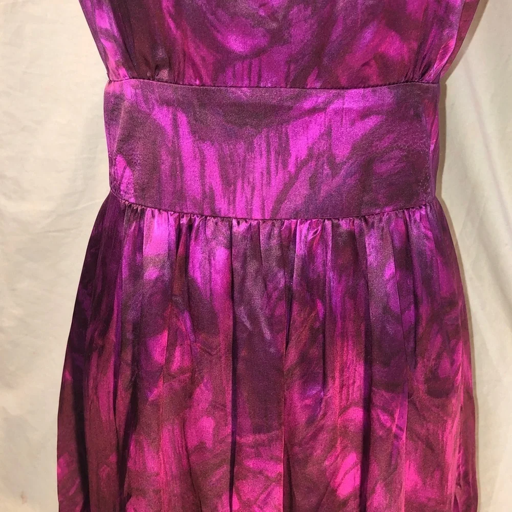 Silk Prom Party Banana Republic Deep Purple Midi Dress Size 0 Small - Picture 13 of 16